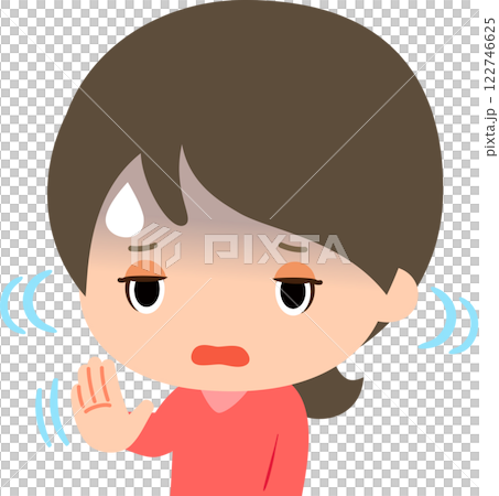A woman showing her palms and shaking her head in disgust 122746625