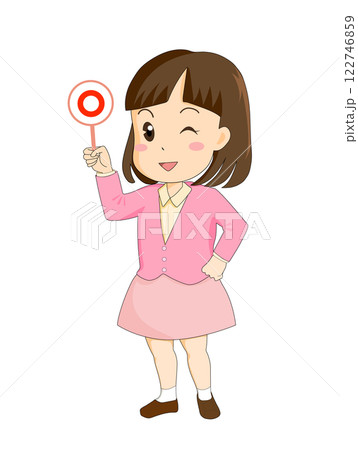 マル札を持った女の子 122746859