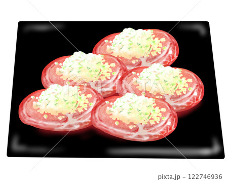 皿に盛られた牛タンのネギ塩のせ 122746936