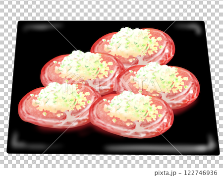 皿に盛られた牛タンのネギ塩のせ 122746936