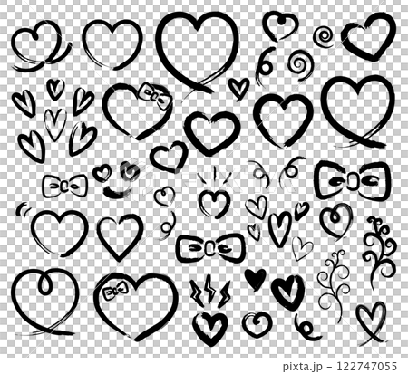 Heart icon set drawn with brush strokes Heart icon set drawn with brush strokes 122747055