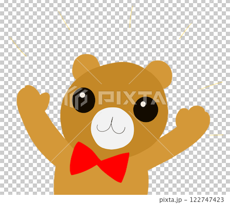 Festive teddy bear with ribbon 122747423