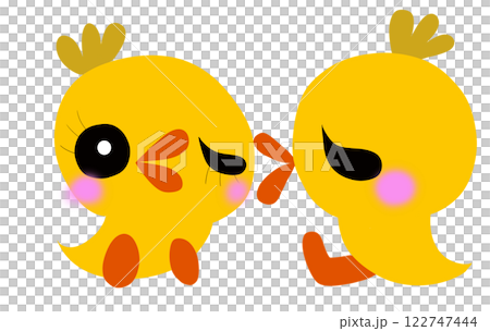 キスをするひよこカップル キスをするひよこカップル 122747444