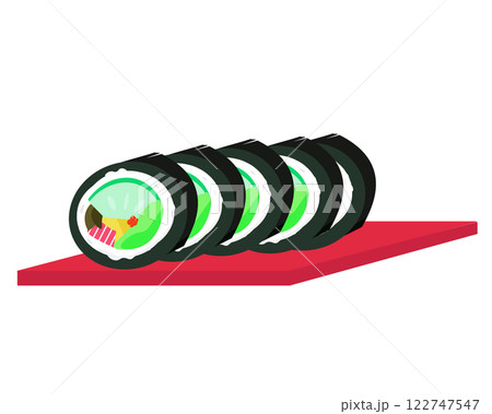 太巻きカット。お寿司セット。ベクターイラスト 太巻きカット。お寿司セット。ベクターイラスト 122747547