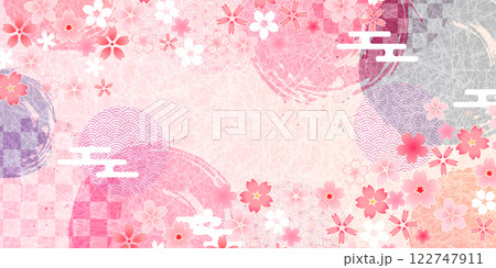 春　和紙　模様　背景　 122747911