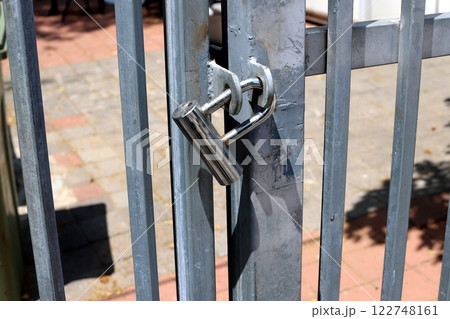 metal padlock for locking doors and gates in Israel. 122748161