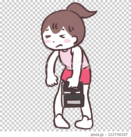 一位女士的全身插圖,測量她的握力 一位女士的全身插圖,測量她的握力 122748187