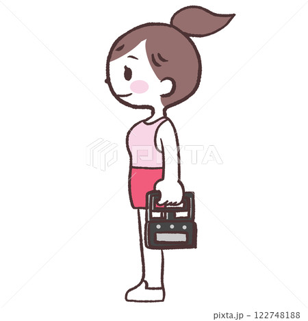 握力をはかる全身女性イラスト 122748188