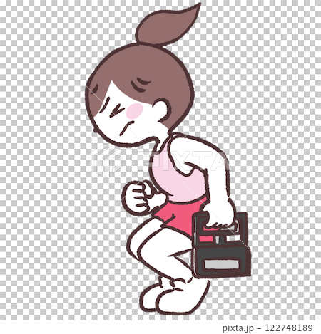 一位女士用盡全力握住測力計的插圖 122748189