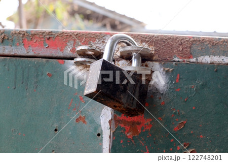 metal padlock for locking doors and gates in Israel. 122748201