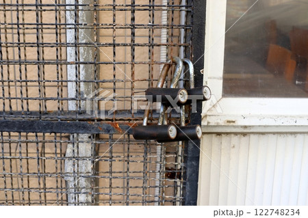 metal padlock for locking doors and gates in Israel. 122748234