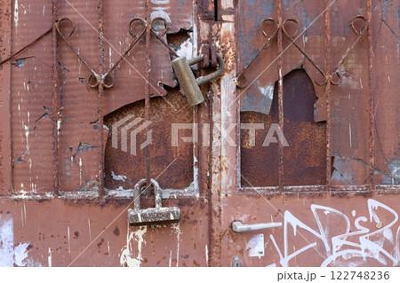 metal padlock for locking doors and gates in Israel. 122748236