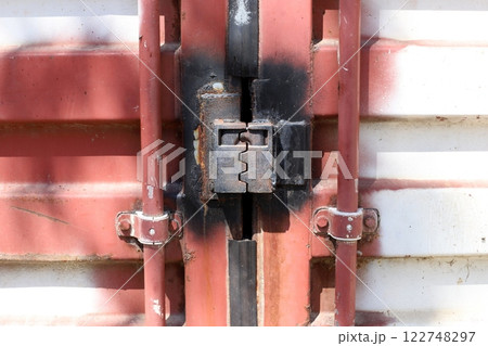 metal padlock for locking doors and gates in Israel. 122748297