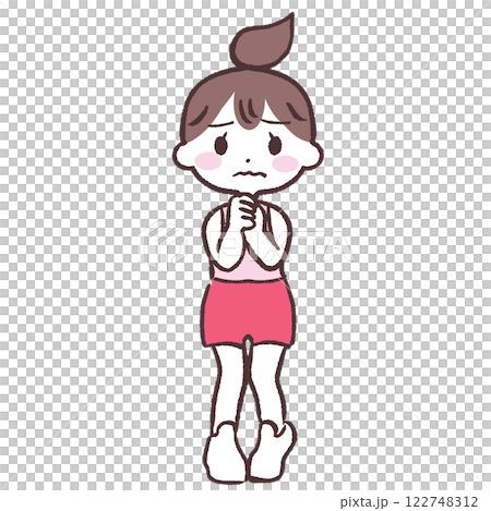 Unconfident sports woman full body illustration Unconfident sports woman full body illustration 122748312