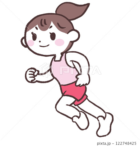 走る女性全身イラスト 122748425