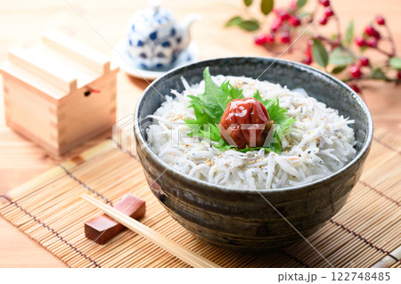 梅干しをのせた釜揚げしらす丼 梅干しをのせた釜揚げしらす丼 122748485