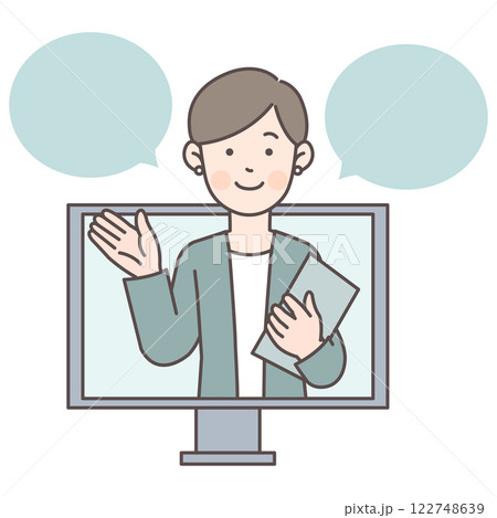 オンラインで説明するビジネスパーソン2_PC 122748639