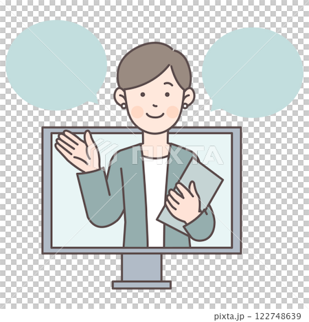 オンラインで説明するビジネスパーソン2_PC 122748639