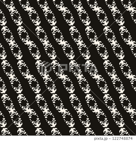 Vector geometric floral pattern. Ornamental seamless texture in traditional ethnic style. Abstract monochrome ornament with flower shapes. 122748874