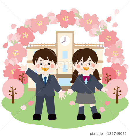 中学高校の入学式用ベクターイラスト 122749083