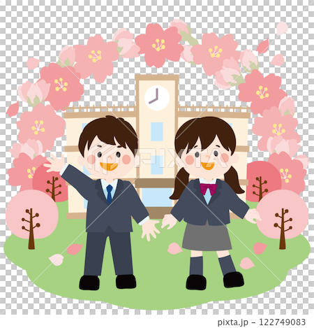 中学高校の入学式用ベクターイラスト 122749083