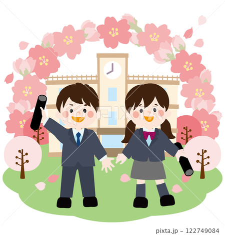 中学高校の卒業式用ベクターイラスト 中学高校の卒業式用ベクターイラスト 122749084