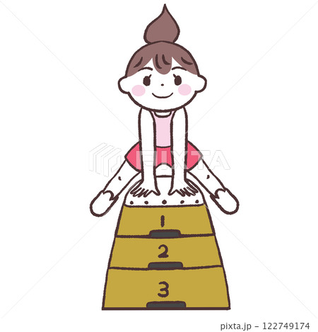 跳び箱を飛ぶ女性イラスト 122749174