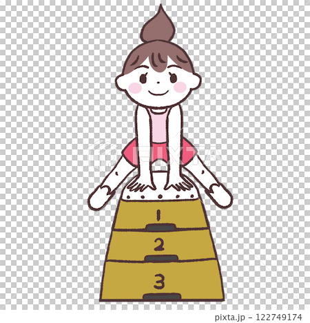 跳び箱を飛ぶ女性イラスト 122749174
