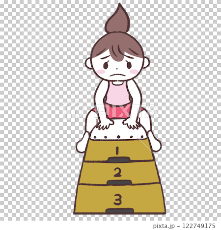 跳び箱を飛べない女性イラスト 122749175