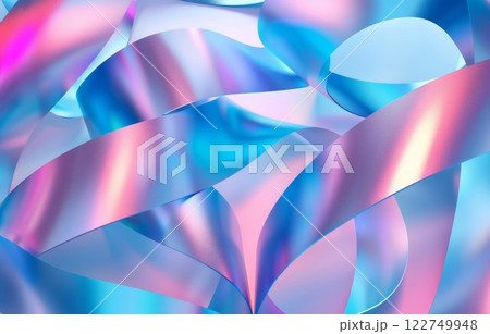 Abstract Iridescent Blue and Pink Ribbon Texture for Modern Design Applications 122749948