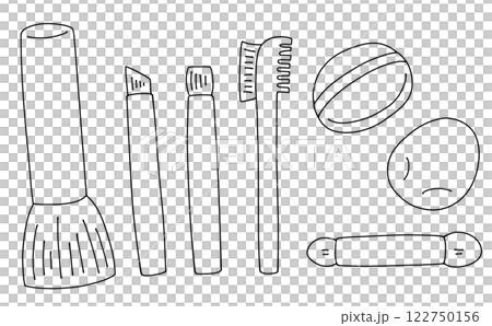 Simple and easy makeup tool set 2 Line drawing Simple and easy makeup tool set 2 Line drawing 122750156