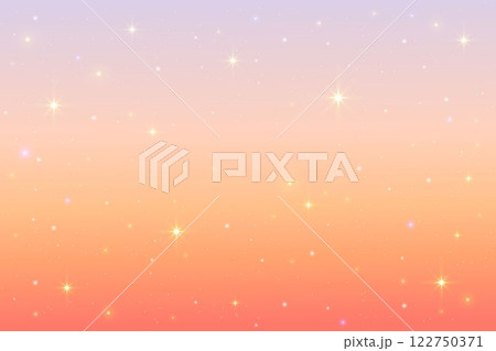Night sky background with stars. Vector blue space with constellation and sparkles. Fantasy galaxy illustration. Celestial cosmic magic backdrop. Sunset gradient bg. 122750371