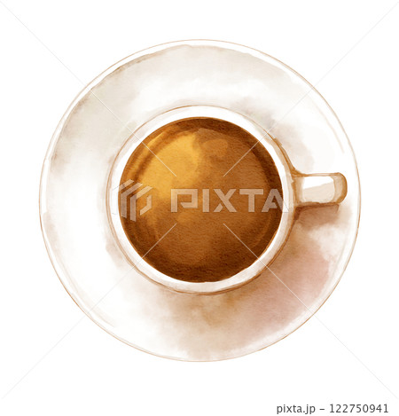 白いマグカップの上にあるコーヒーの水彩イラスト 122750941