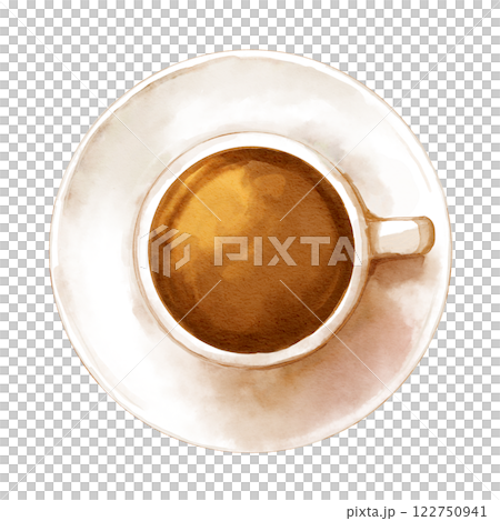白いマグカップの上にあるコーヒーの水彩イラスト 122750941