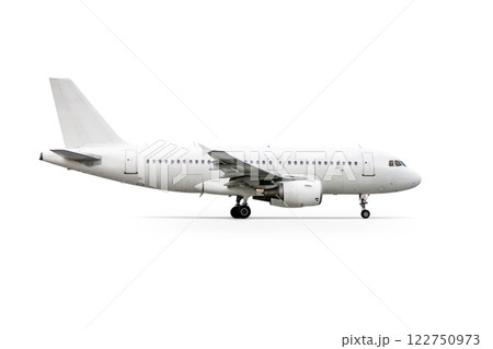 Modern passenger airliner isolated on white background 122750973