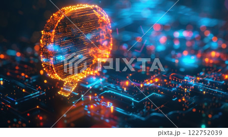 Futuristic Digital Burst: 3D Speech Bubble with Glowing Edges for Tech Design and Innovation 122752039
