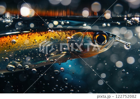 Vivid Fishing Lure with Bubbles Underwater for Angling Enthusiasts 122752082