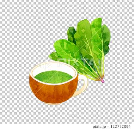 菠菜濃湯和菠菜套裝烹飪和食物的手繪水彩插畫素材 菠菜濃湯和菠菜套裝烹飪和食物的手繪水彩插畫素材 122752094
