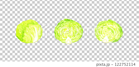 レタスのセット フレッシュな野菜の手描き水彩イラスト素材 レタスのセット フレッシュな野菜の手描き水彩イラスト素材 122752114
