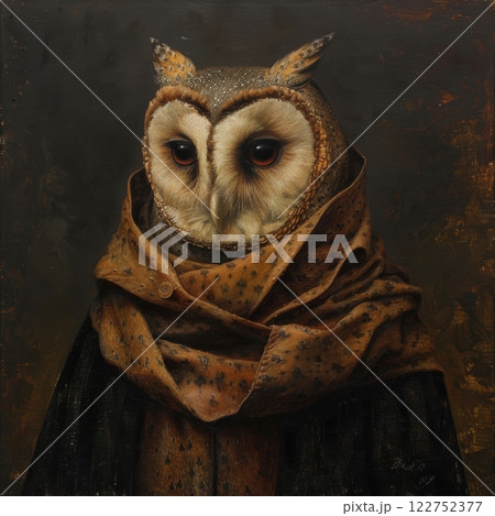 Majestic Owl Portrait in High Fidelity: Noble Elegance for Design and Print 122752377