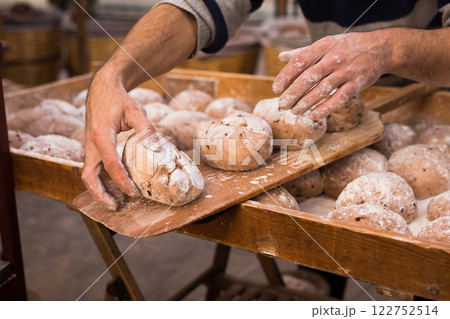 Yeast dough in the form of loaves waiting to be cooked Yeast dough in the form of loaves waiting to be cooked 122752514