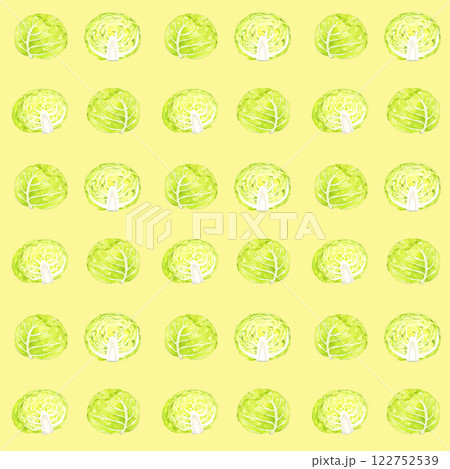 キャベツのパターン 手描き水彩イラストの食べ物柄 キャベツのパターン 手描き水彩イラストの食べ物柄 122752539