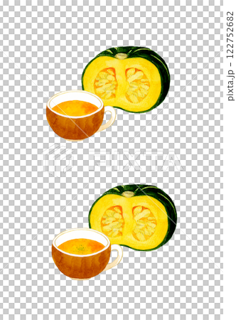 かぼちゃのポタージュのセット 料理・食べ物の手描き水彩イラスト素材 かぼちゃのポタージュのセット 料理・食べ物の手描き水彩イラスト素材 122752682
