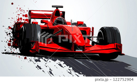 スピード感あふれるレーシングカーのイラスト スピード感あふれるレーシングカーのイラスト 122752904