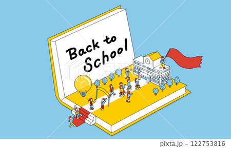 Back to School　新学期・入学式・卒業式を迎える中学生・高校生のイメージイラスト 122753816