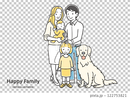 笑顔の仲良し家族イメージイラスト素材 122753821