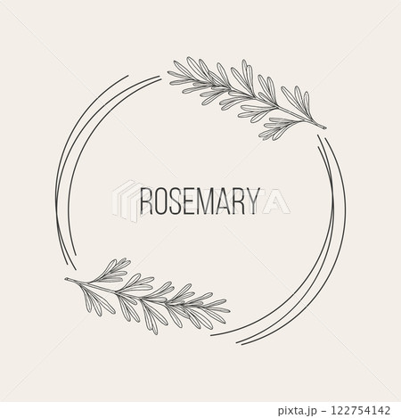 Rosemary floral hand drawn logo template 122754142