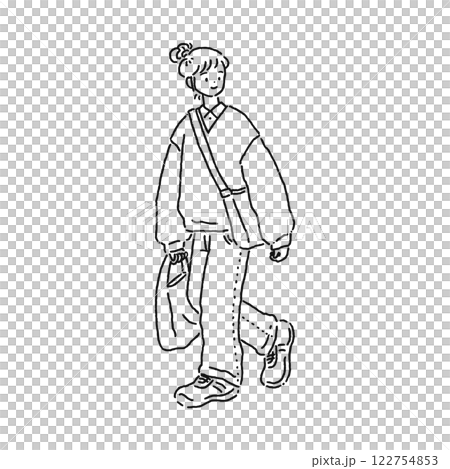 Simple and stylish woman line drawing 122754853