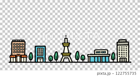 街並み　観光　手書き　かわいい　イラスト 122755735