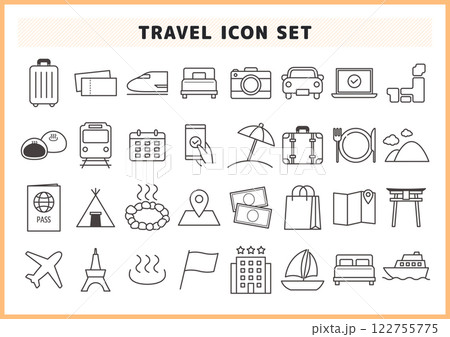 国内・海外・旅行関連のアイコン素材セット 122755775
